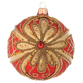Christmas Bauble glittery red and gold 10cm