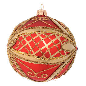 Boule de Noël rouge or paillettes 100 mm