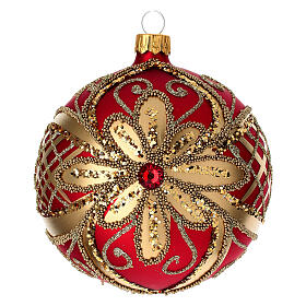 Pallina di Natale rosso oro glitter 100 mm