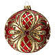 Bombka bożonarodzeniowa  szkło dmuchane  dekoracje czerwone i złote z brokatem 100mm s3