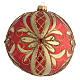 Palla addobbo albero rosso oro glitter 150 mm s1