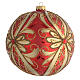 Bola de vidro enfeite para árvore de Natal vermelho e ouro glitter 150 mm s2