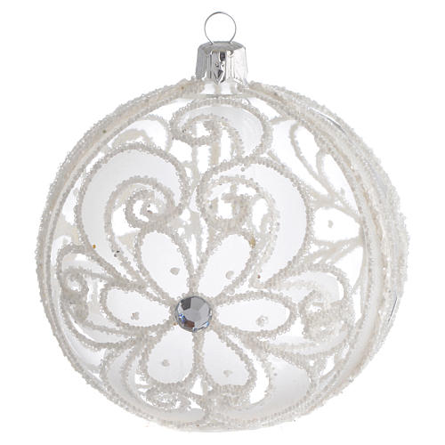Christmas Bauble transparent and white 10cm 1