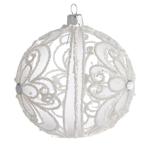 Bola para árvore Natal transparente e branca 100 mm 2