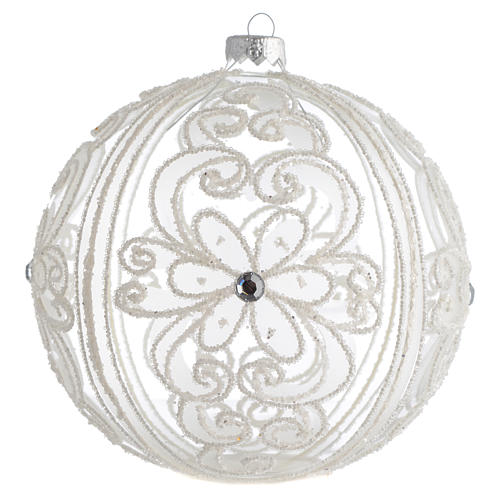 Christmas Bauble transparent and white 15cm 1