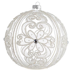Boule de Noël décor transparent et blanc 150 mm