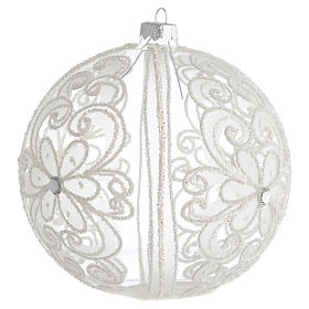 Boule de Noël décor transparent et blanc 150 mm