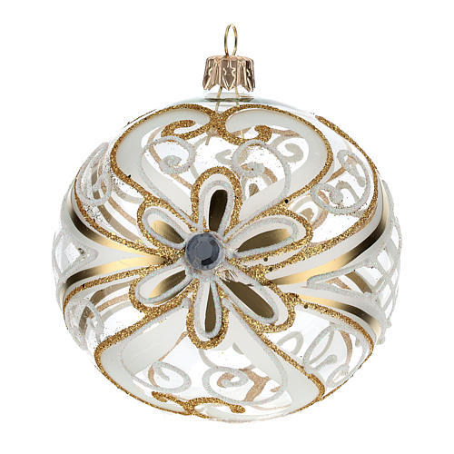 Christmas Bauble gold and white, transparent 10cm 3