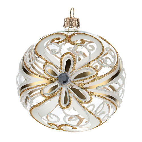 Bola de Natal ouro e branco transparente 100 mm 3