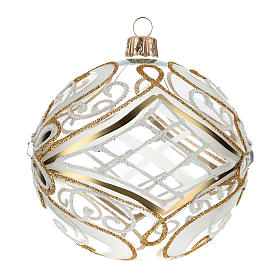 Christmas Bauble gold and white, transparent 10cm