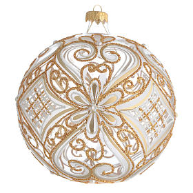 Tannenbaum Kugel Glas weiss und gold Dekorationen 150mm