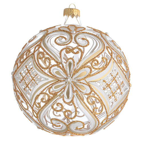 Christmas Bauble gold and white, transparent 15cm 1