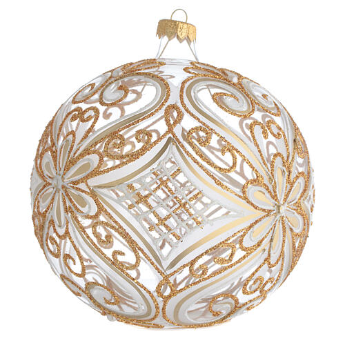 Bola de Navidad transparente decoraciones doradas y blancas 150 mm 3
