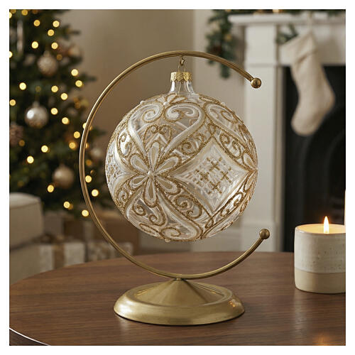 Christmas Bauble gold and white, transparent 15cm 2