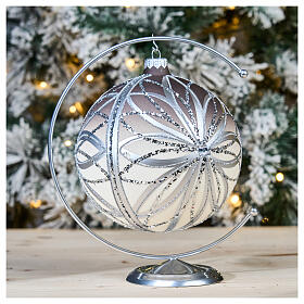 Bola de Navidad plateada con glitters 150 mm