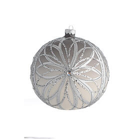 Boule Noël décor argent paillettes 150 mm