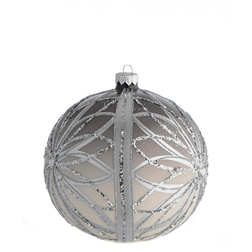 Bola adorno Natal prata glitter 150 mm 3