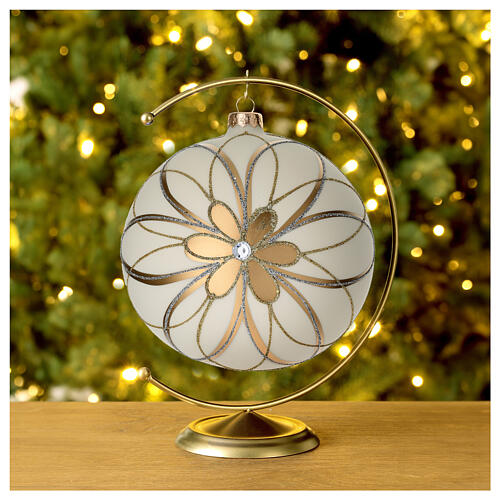 Christmas Bauble cream gold & silver 15cm 2