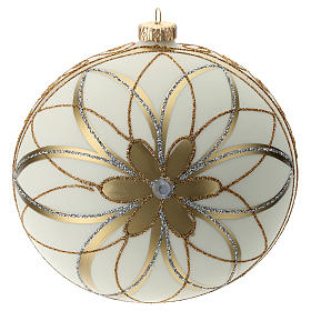 Bola de Navidad blanco crema, decoraciones oro y plata 150 mm