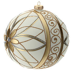 Bola de Navidad blanco crema, decoraciones oro y plata 150 mm