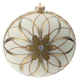 Boule de Noël décor crème or argent 150 mm