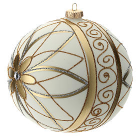 Boule de Noël décor crème or argent 150 mm