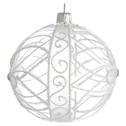 Christmas Bauble transparent and white flower 10cm 2