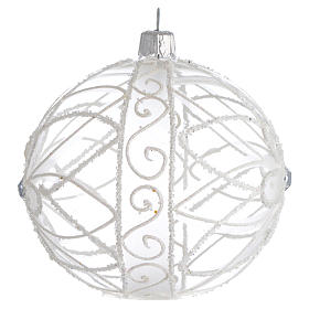 Christmas Bauble transparent and white flower 10cm
