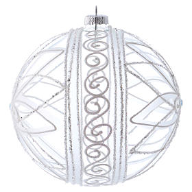 Christmas Bauble transparent and white flower 15cm