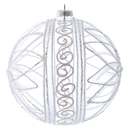 Christmas Bauble transparent and white flower 15cm 2