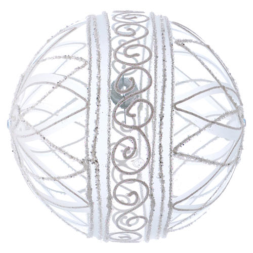 Christmas Bauble transparent and white flower 15cm 3