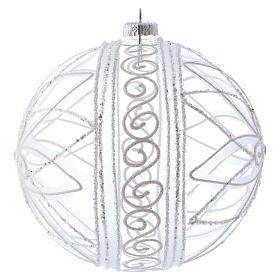 Boule Noël transparente décor fleur blanche 150 mm