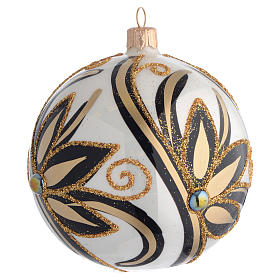 Christmas Bauble shiny black and gold 10cm
