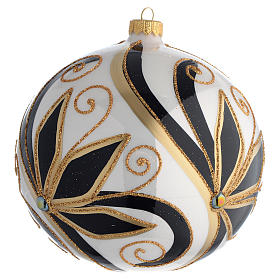 Christmas Bauble shiny black and gold 15cm