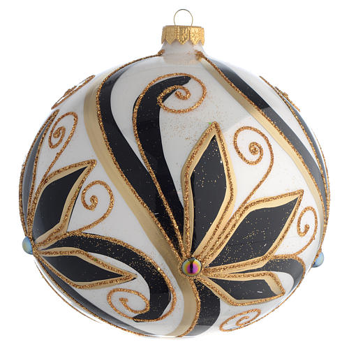 Christmas Bauble shiny black and gold 15cm 1