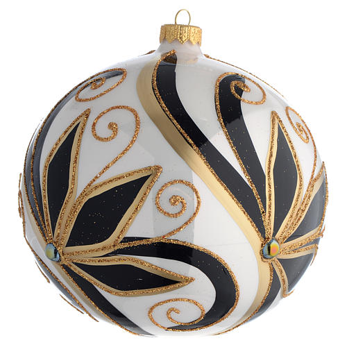 Christmas Bauble shiny black and gold 15cm 2