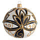 Christmas Bauble shiny black and gold with flowers 10cm s1