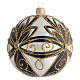 Christmas Bauble shiny black and gold with flowers 10cm s2
