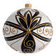Christmas Bauble shiny black and gold with flowers 15cm s1