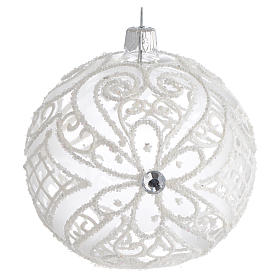 Christmas Bauble matte white and transparent 10cm