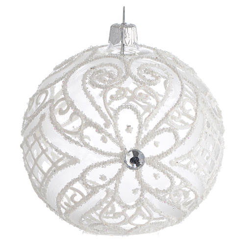 Christmas Bauble matte white and transparent 10cm 1