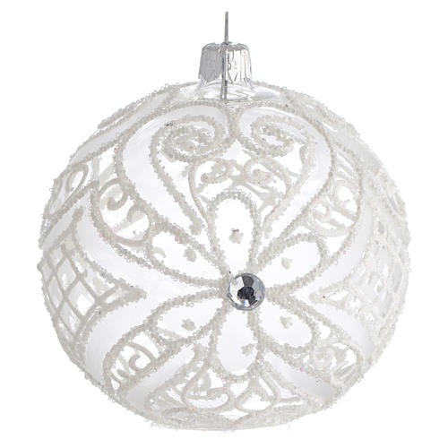 Bola adorno de Natal branco opaco e transparente 100 mm 1