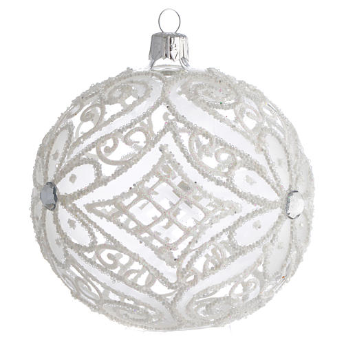 Bola adorno de Natal branco opaco e transparente 100 mm 2