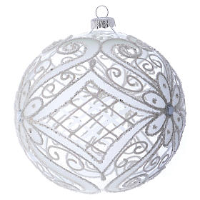 Boule pour Noël décor blanc mat et transparent 150 mm