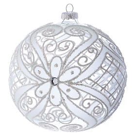 Christmas Bauble matte white and transparent 15cm