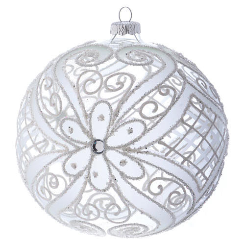 Christmas Bauble matte white and transparent 15cm 1