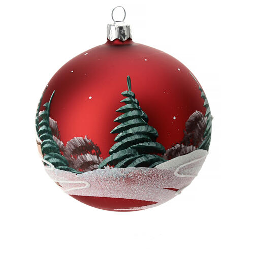 Bola de Navidad roja con paisaje 100 mm 4