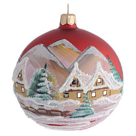 Bolas de Natal: Bola árvore Natal vermelho paisagem 100 mm