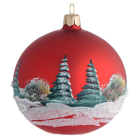 Bolas de Natal: Bola árvore Natal vermelho paisagem 100 mm