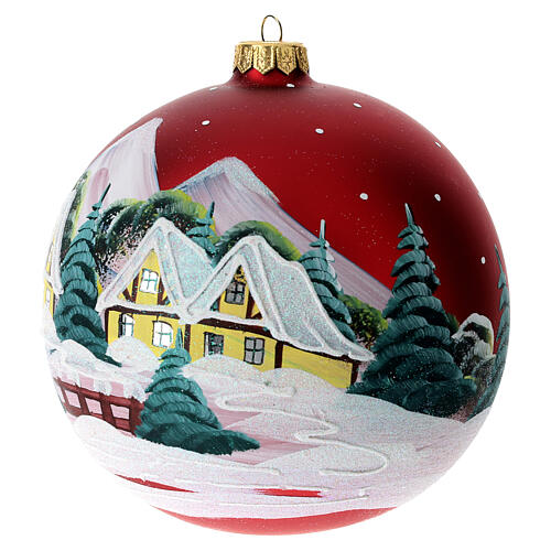 Bola árvore Natal vermelha paisagem 150 mm 4